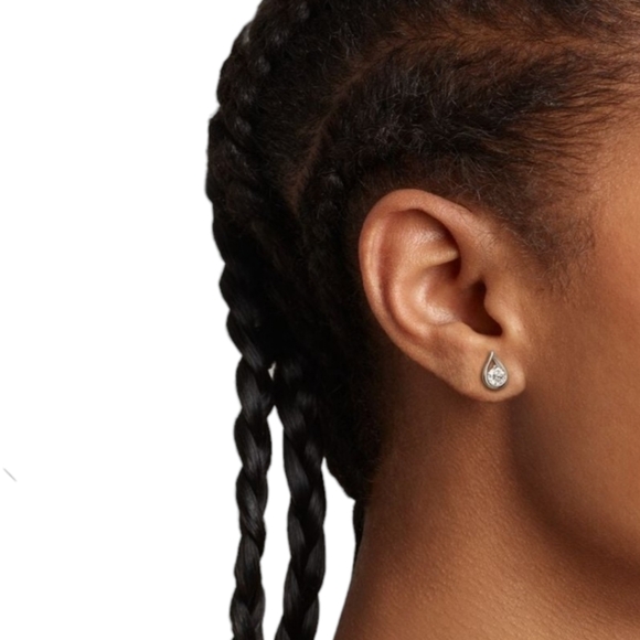 New! Silver 925 Rain Drop Infinite Stud Earrings. - Picture 5 of 5